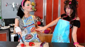 Roxy Deville fucking in the kitchen with her tattoos