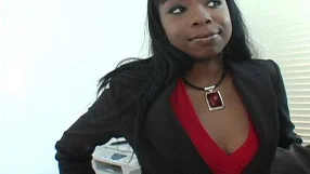 Black Simone West fucking in the office with her tattoos