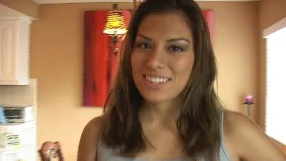 Jennifer Luv fucking in the living room with her small tits