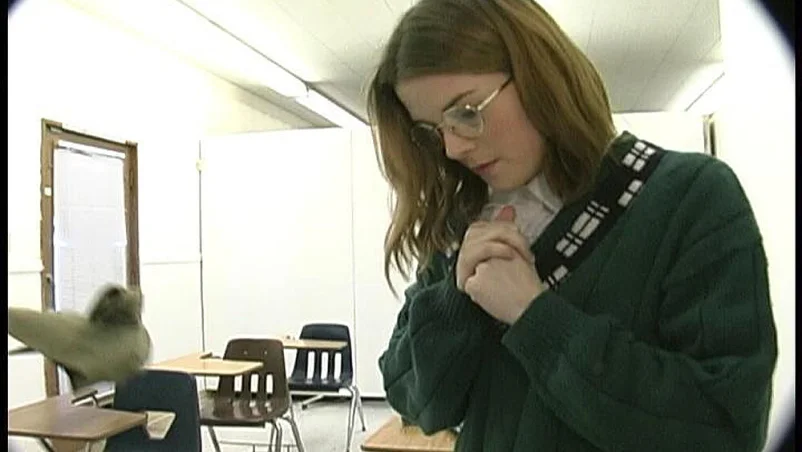 Keiko fucking in the classroom with her natural tits