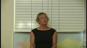 Sunny Shores fucking in the desk with her glasses