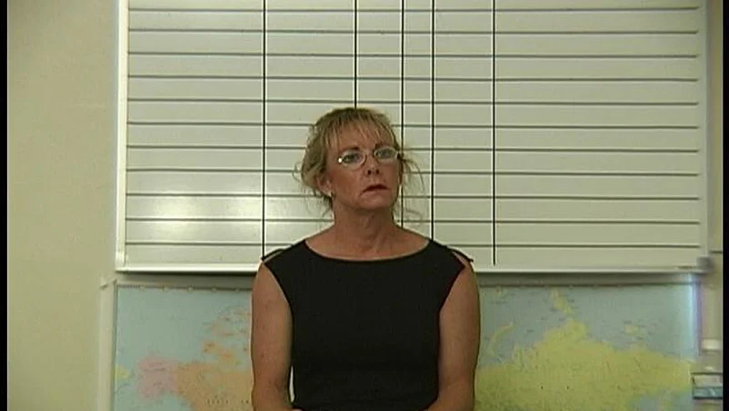 Sunny Shores fucking in the desk with her glasses